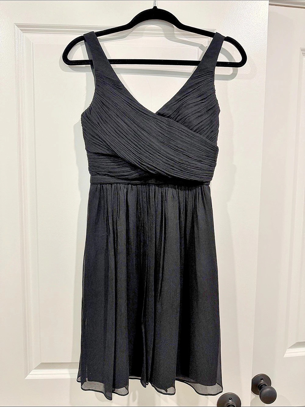J.Crew Ruched Black Dress Size 0 Like New
